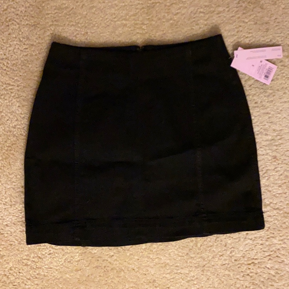 Black Denim High Waisted Mini Skirt